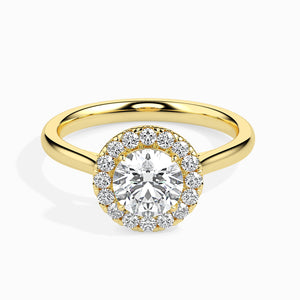 1-Carat Lab Grown Solitaire Halo Diamond Shank 18K Yellow Gold Ring JL AU LG G 19021Y-B