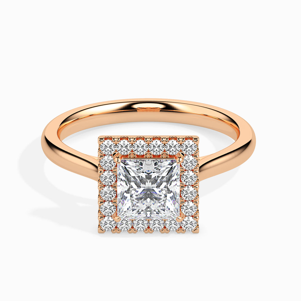 30-Pointer Princess Cut Solitaire Square Halo Diamond 18K Rose Gold Ring JL AU 19022R   Jewelove.US