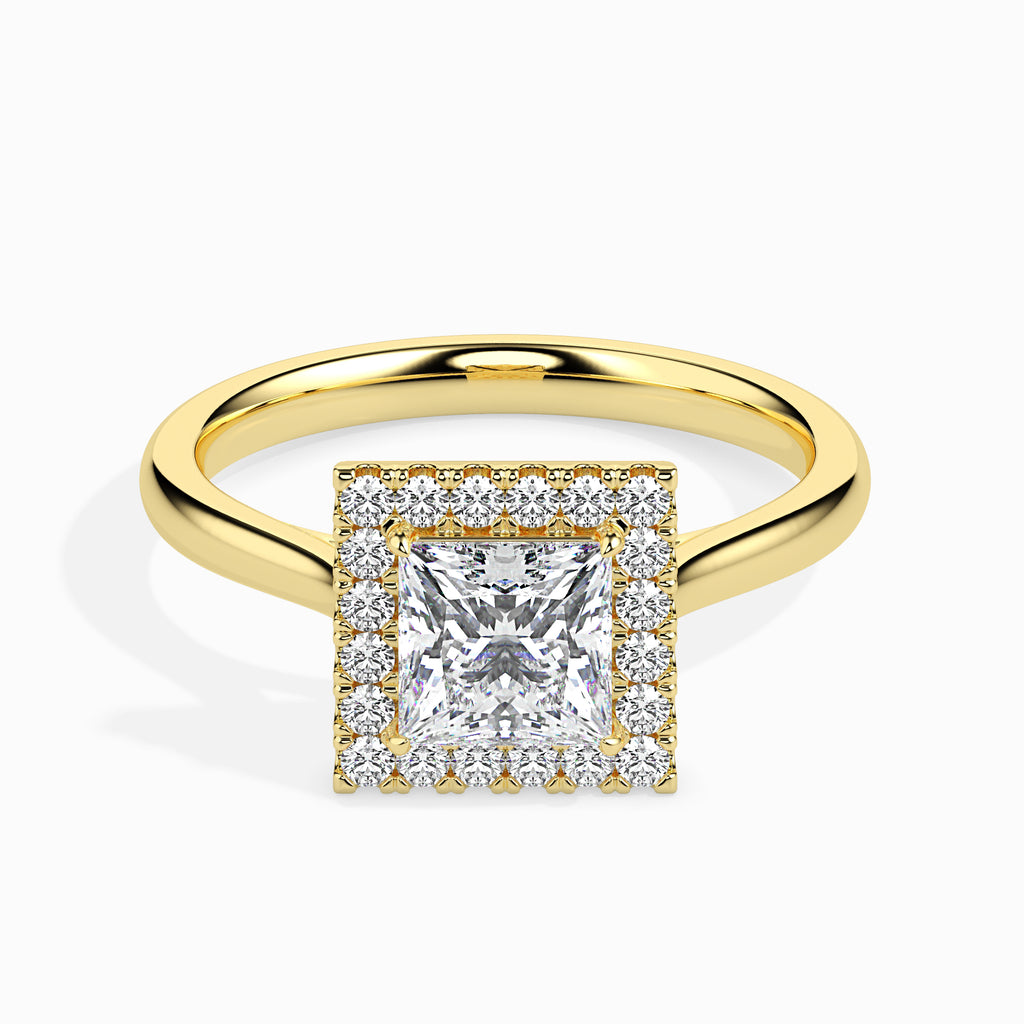 30-Pointer Princess Cut Solitaire Square Halo Diamond 18K Yellow Gold Ring JL AU 19022Y   Jewelove.US