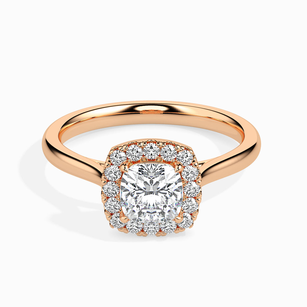 30-Pointer Cushion Cut Solitaire Halo Diamond 18K Rose Gold Ring JL AU 19023R   Jewelove.US