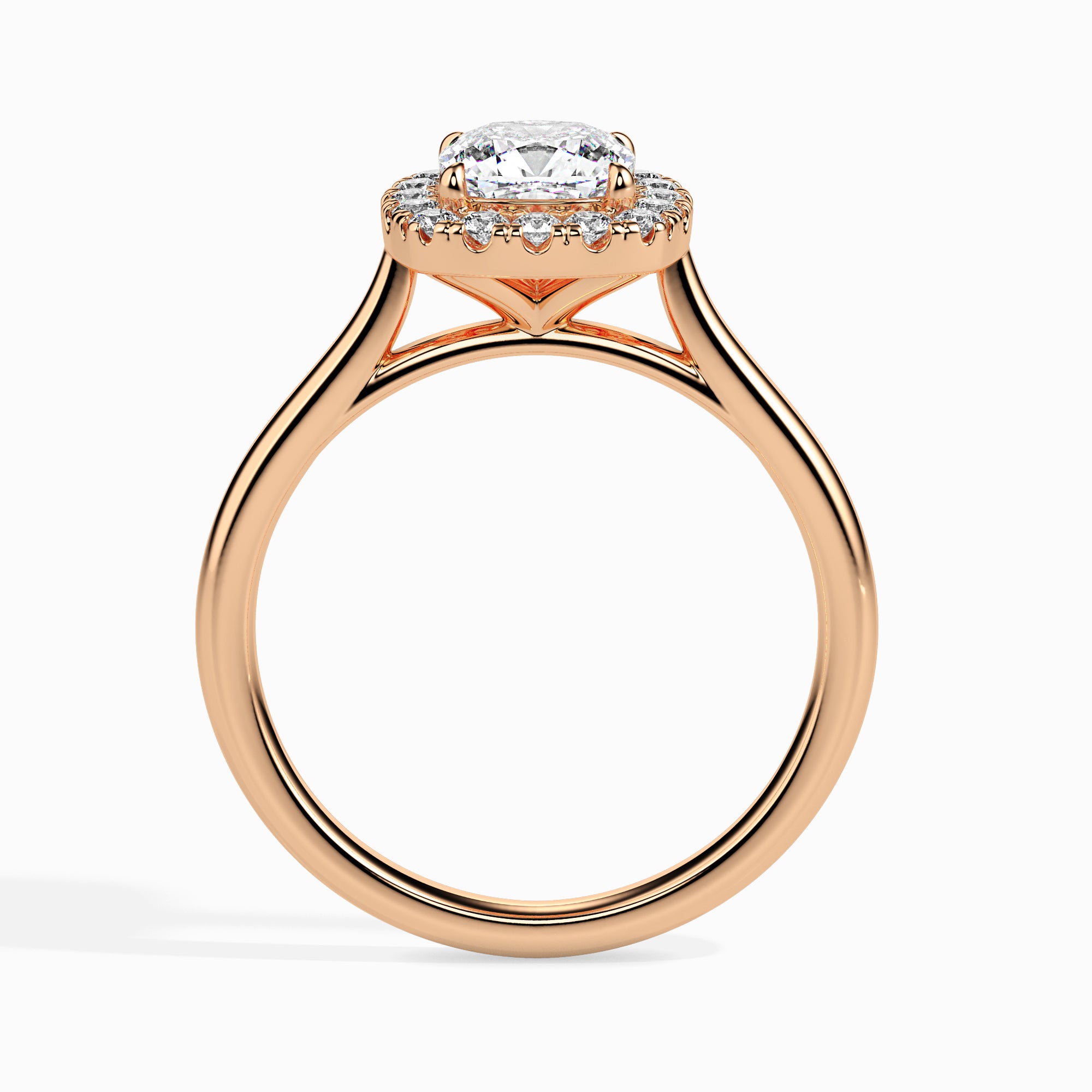 30-Pointer Cushion Cut Solitaire Halo Diamond 18K Rose Gold Ring JL AU 19023R   Jewelove.US