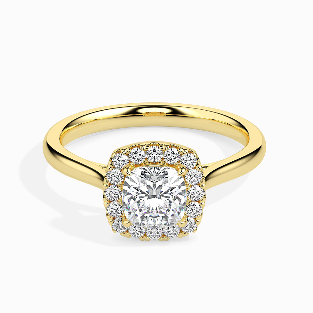 30-Pointer Cushion Cut Solitaire Halo Diamond 18K Yellow Gold Ring JL AU 19023Y   Jewelove.US