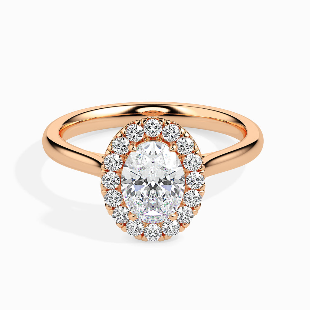 30-Pointer Oval Cut Solitaire Halo Diamond 18K Rose Gold Ring JL AU 19024R   Jewelove.US