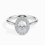 Load image into Gallery viewer, 30-Pointer Oval Cut Solitaire Halo Diamond Platinum Ring JL PT 19024   Jewelove.US
