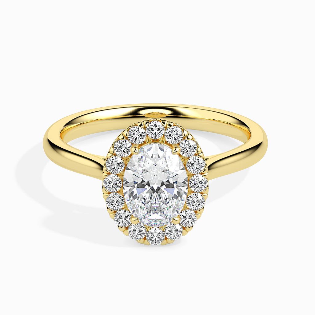 30-Pointer Oval Cut Solitaire Halo Diamond 18K Yellow Gold Ring JL AU 19024Y   Jewelove.US