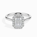 Load image into Gallery viewer, 30-Pointer Emerald Cut Solitaire Halo Diamond Platinum Ring JL PT 19025   Jewelove.US
