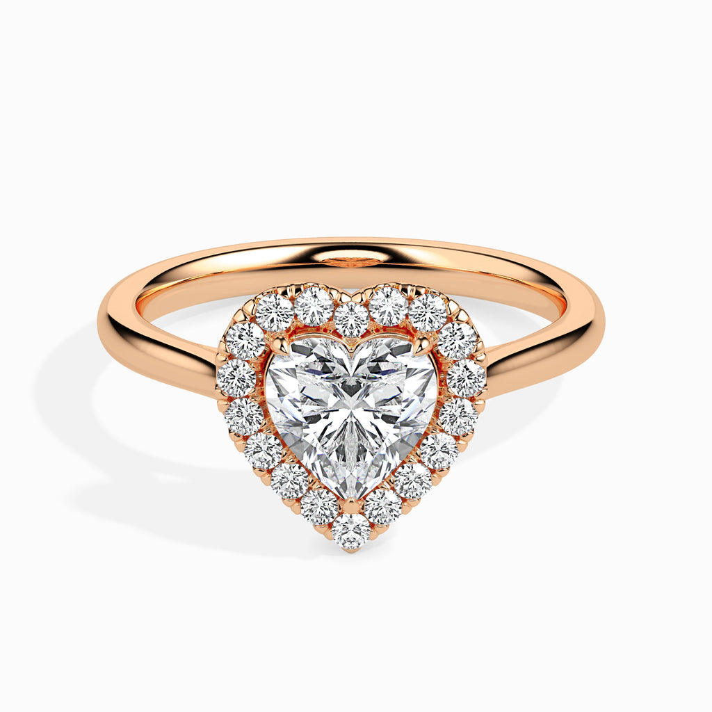 30-Pointer Heart Cut Solitaire Halo Diamond 18K Rose Gold Ring JL AU 19028R   Jewelove.US