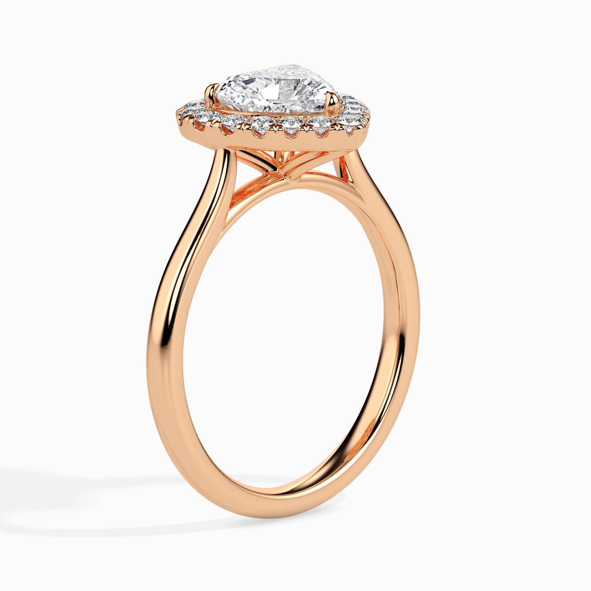 30-Pointer Heart Cut Solitaire Halo Diamond 18K Rose Gold Ring JL AU 19028R   Jewelove.US