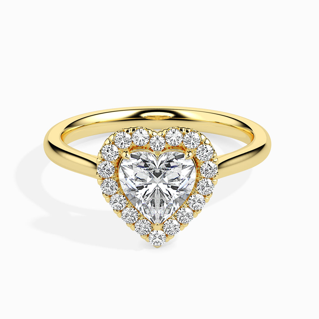 30-Pointer Heart Cut Solitaire Halo Diamond 18K Yellow Gold Ring JL AU 19028Y   Jewelove.US