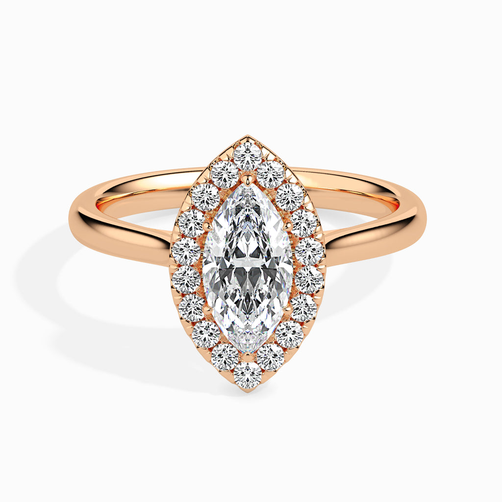 30-Pointer Marquise Cut Solitaire Halo Diamond 18K Rose Gold Ring JL AU 19029R   Jewelove.US