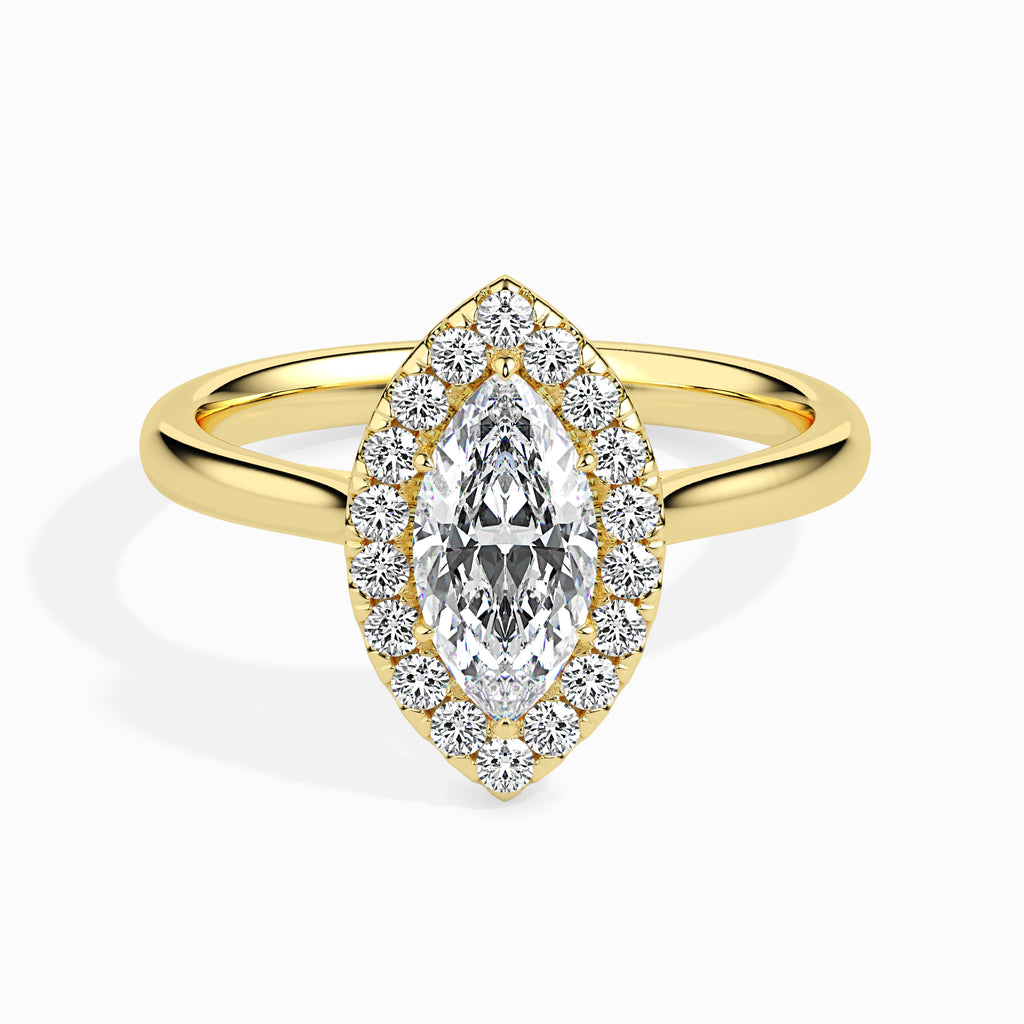 30-Pointer Marquise Cut Solitaire Halo Diamond 18K Yellow Gold Ring JL AU 19029Y   Jewelove.US