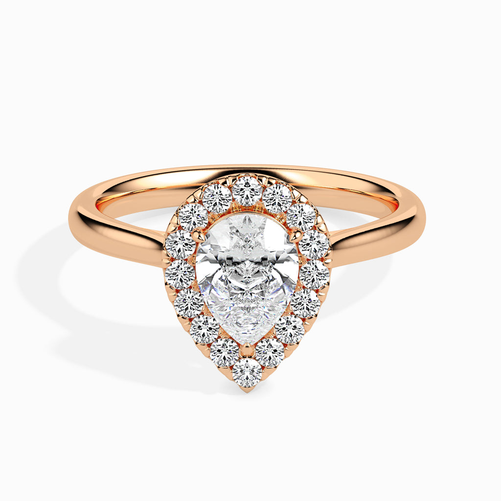 30-Pointer Pear Cut Solitaire Halo Diamond 18K Rose Gold Ring JL AU 19030R   Jewelove.US