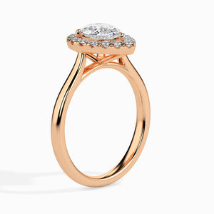 70-Pointer Pear Cut Solitaire Halo Diamond 18K Rose Gold Ring JL AU 19030R-B   Jewelove.US