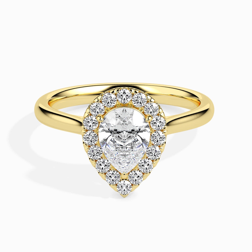 30-Pointer Pear Cut Solitaire Halo Diamond 18K Yellow Gold Ring JL AU 19030Y   Jewelove.US