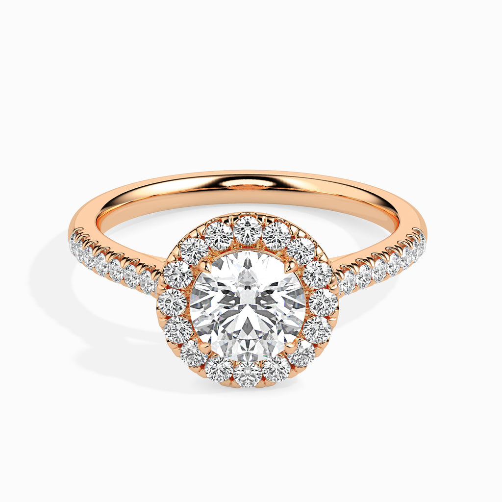 30-Pointer Solitaire Halo Diamond Shank 18K Rose Gold Ring JL AU 19031R   Jewelove.US