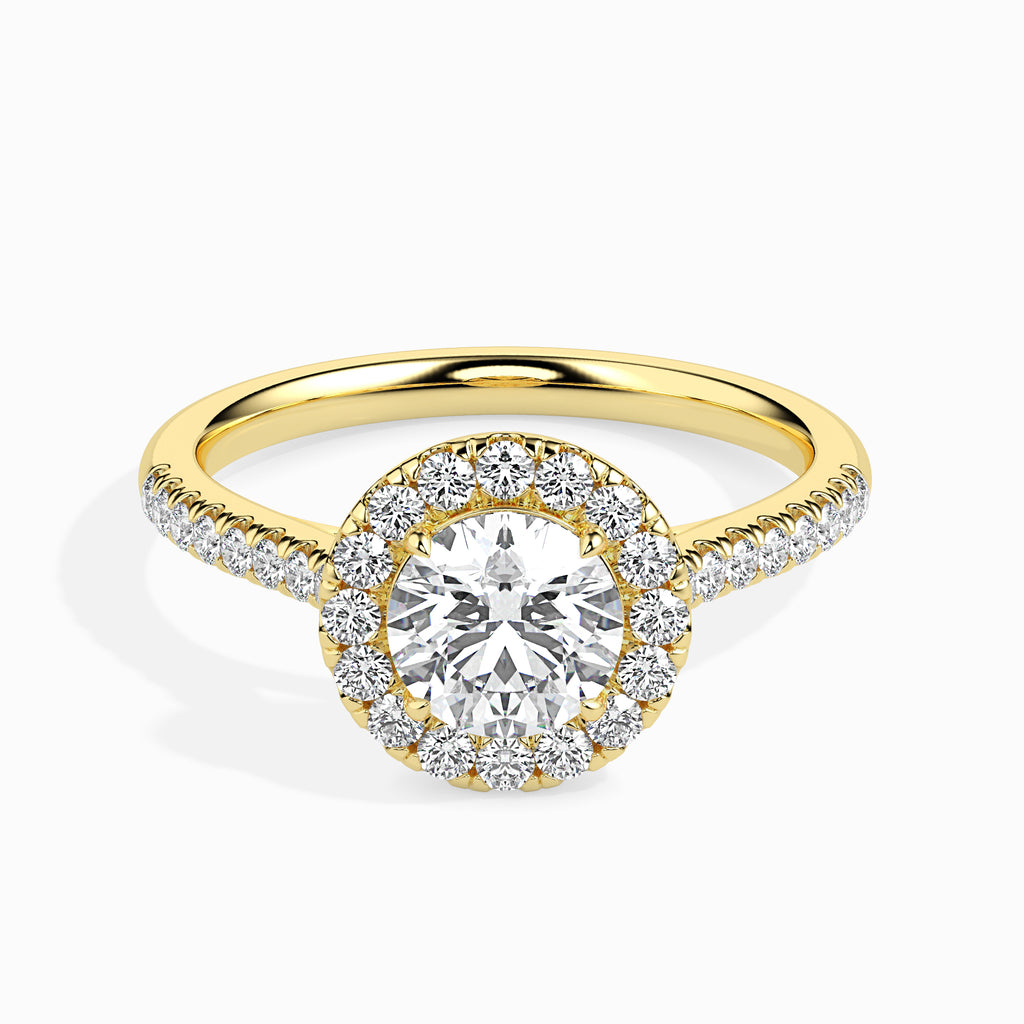 30-Pointer Solitaire Halo Diamond Shank 18K Yellow Gold Ring JL AU 19031Y   Jewelove.US