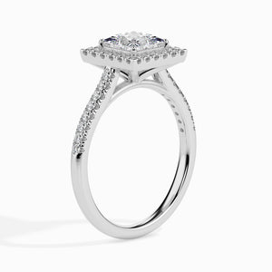 30-Pointer Princess Cut Solitaire Halo Diamond Shank Platinum Ring JL PT 19032   Jewelove.US