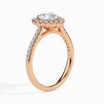 Load image into Gallery viewer, 30-Pointer Heart Cut Solitaire Halo Diamond Shank 18K Rose Gold Ring JL AU 19038R   Jewelove.US
