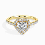 Load image into Gallery viewer, 50-Pointer Heart Cut Solitaire Halo Diamond Shank 18K Yellow Gold Ring JL AU 19038Y-A   Jewelove.US
