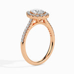 Load image into Gallery viewer, 30-Pointer Pear Cut Solitaire Halo Diamond Shank 18K Rose Gold Ring JL AU 19040R   Jewelove.US
