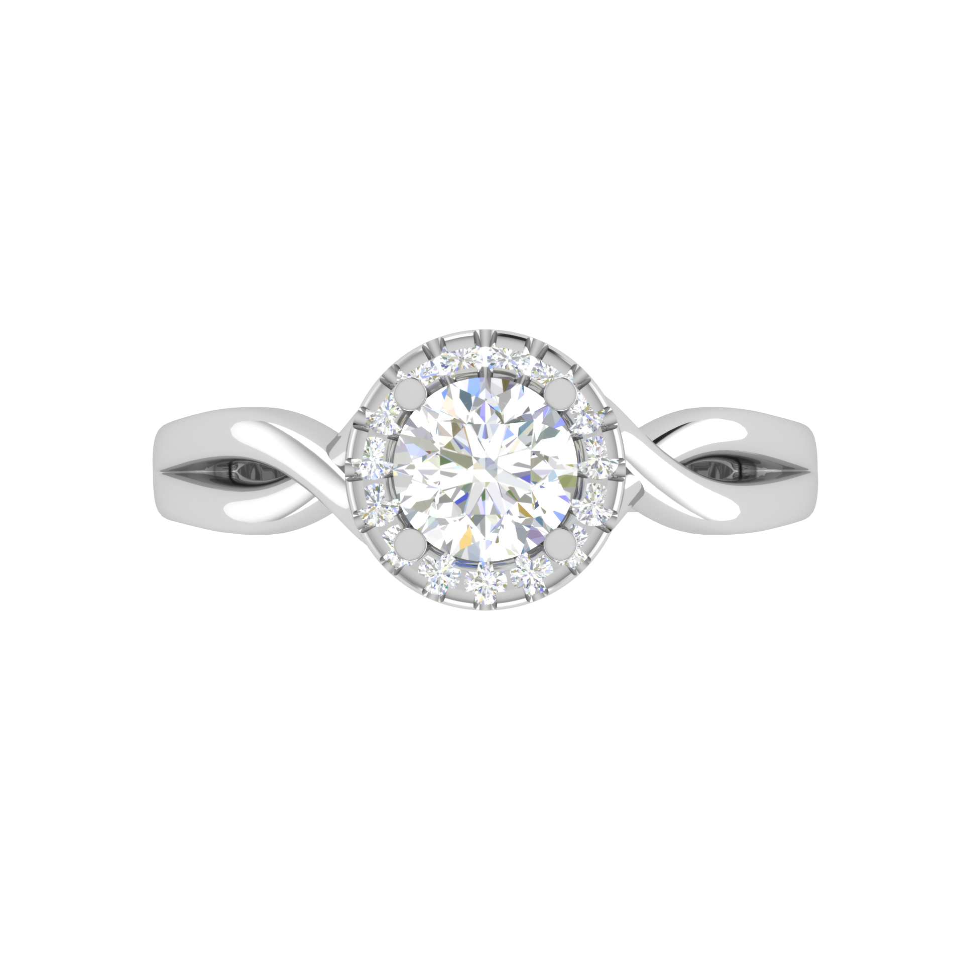 50-Pointer Lab Grown Diamond Solitaire Halo Diamond Platinum Twisted Shank Ring JL PT LG G WB6003E