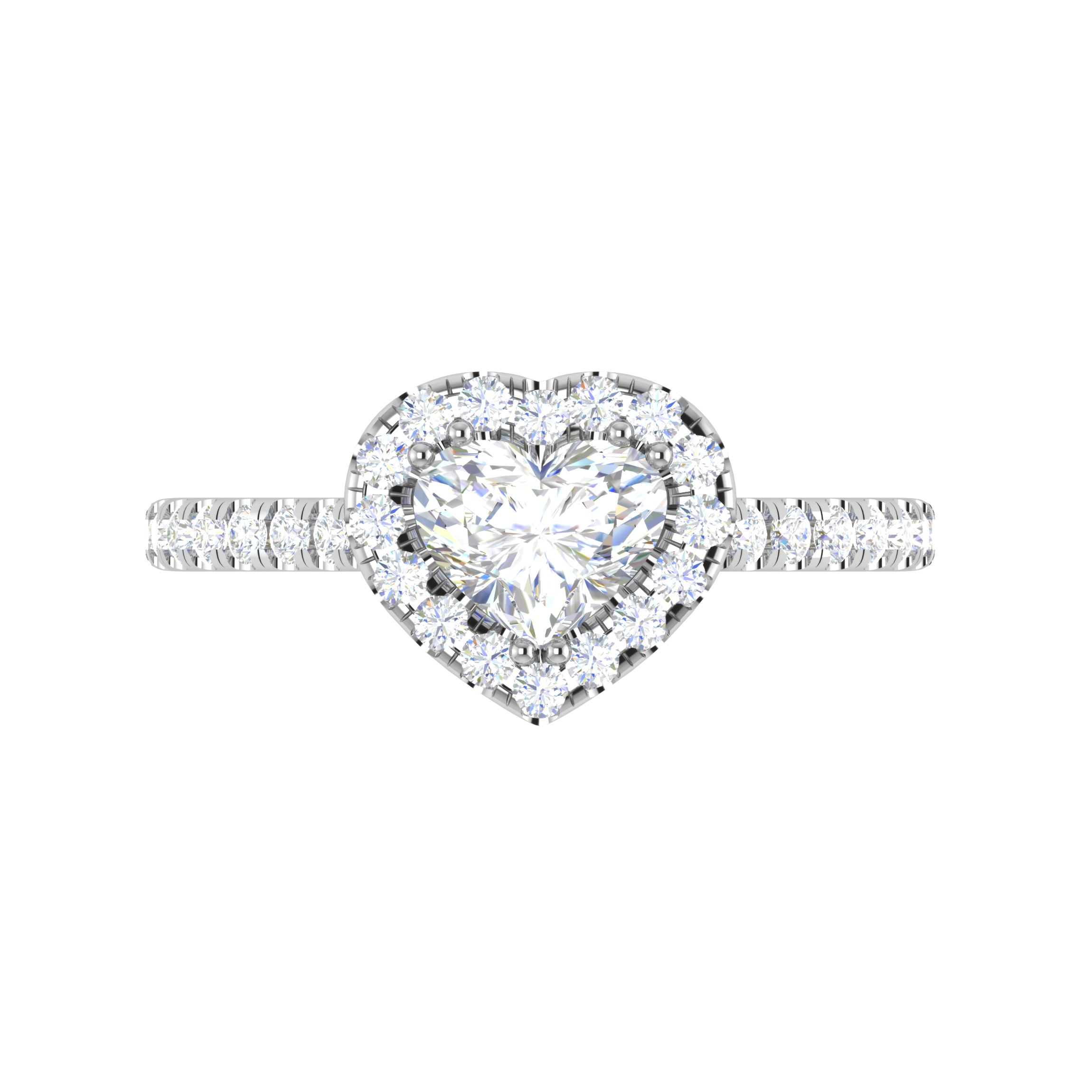 70-Pointer Heart Solitaire Halo Diamond Shank Platinum Ring JL PT RH HS 139-B   Jewelove.US