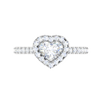 Load image into Gallery viewer, 70-Pointer Heart Solitaire Halo Diamond Shank Platinum Ring JL PT RH HS 139-B   Jewelove.US
