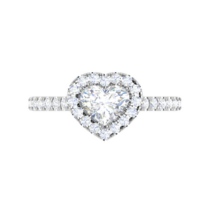 70-Pointer Heart Solitaire Halo Diamond Shank Platinum Ring JL PT RH HS 139-B   Jewelove.US