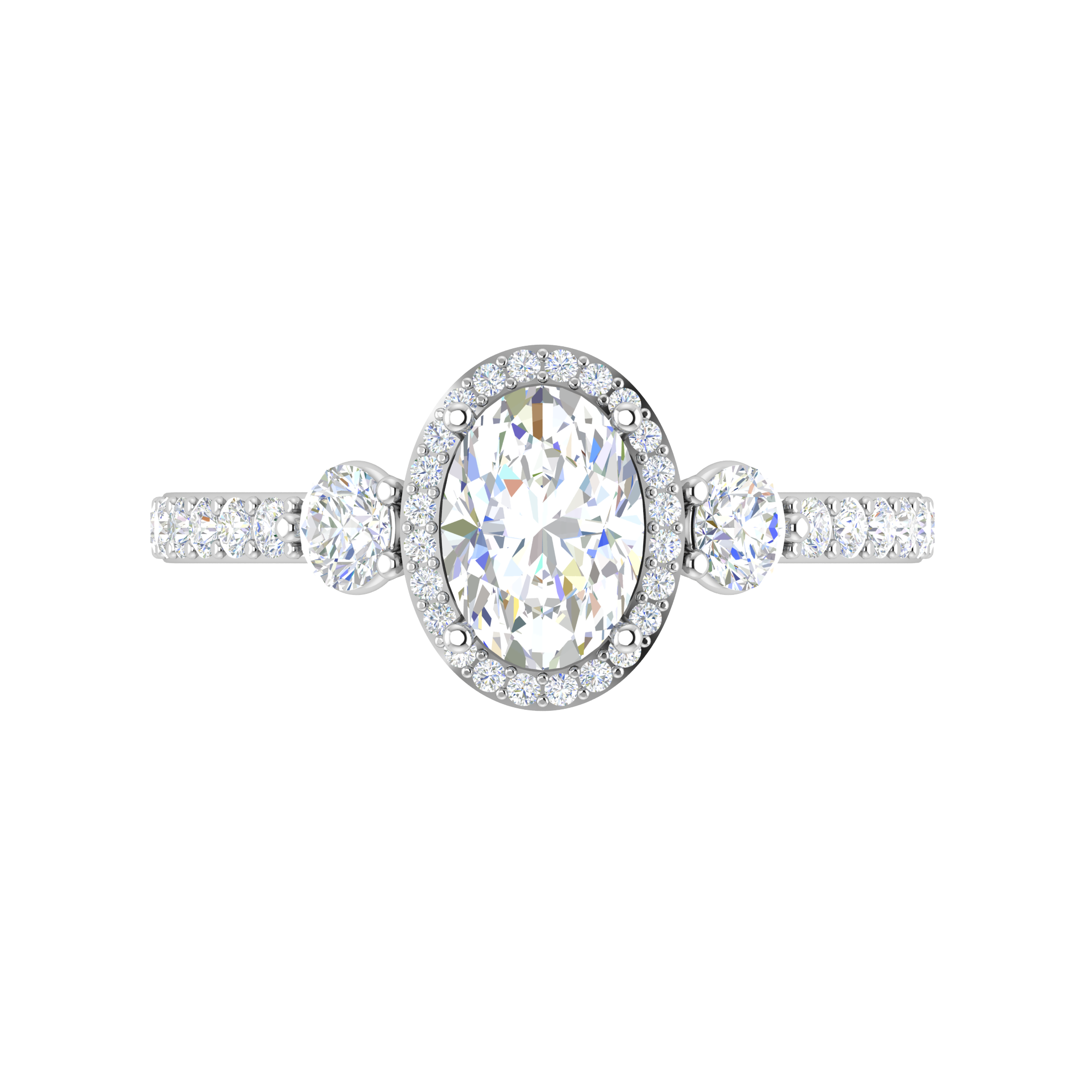 70-Pointer Oval Shape Solitaire Halo Diamond Accents Platinum Ring JL PT IM1702-B   Jewelove.US