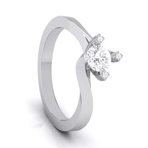 Designer Platinum Solitaire Engagement Ring with Diamond Studded Prongs JL PT G-122