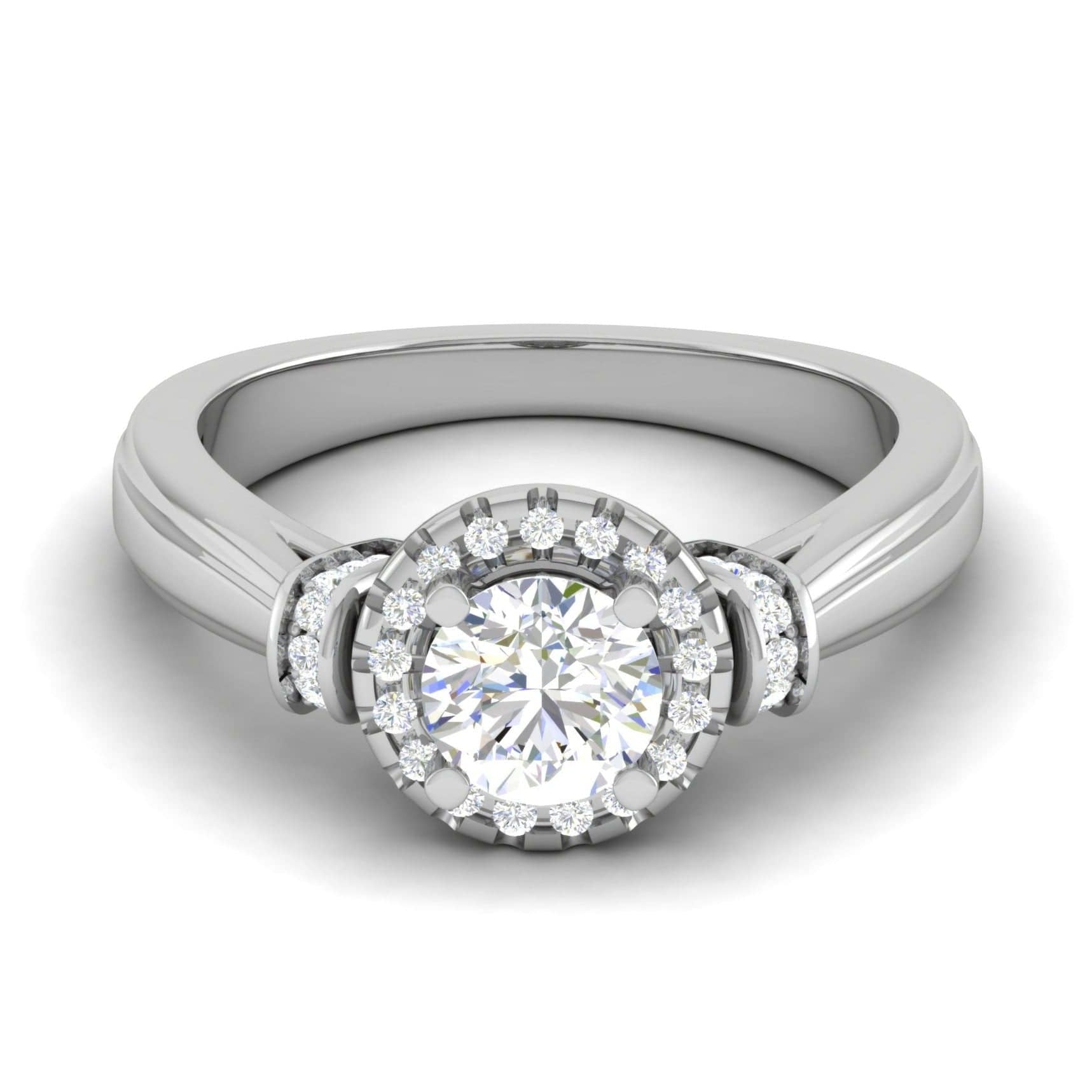 70-Pointer Solitaire Halo Diamond Platinum Engagement Ring JL PT WB5996E-B