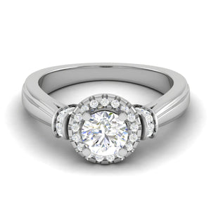 50-Pointer Lab Grown Solitaire Halo Diamond Platinum Engagement Ring JL PT LG G WB5996E