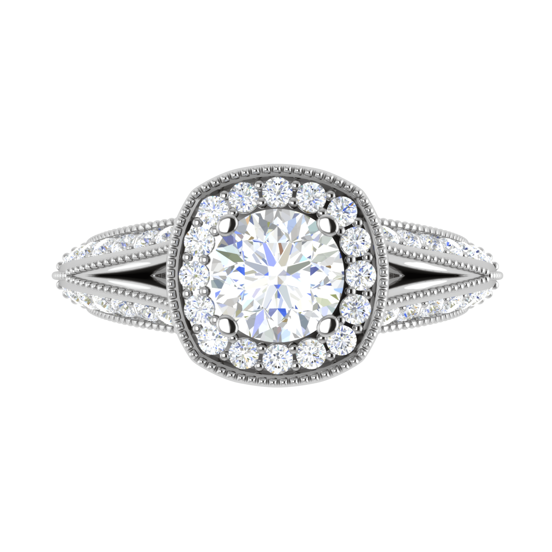 1-Carat Solitaire Halo Platinum Split Shank Engagement Ring JL PT WB5982E-C