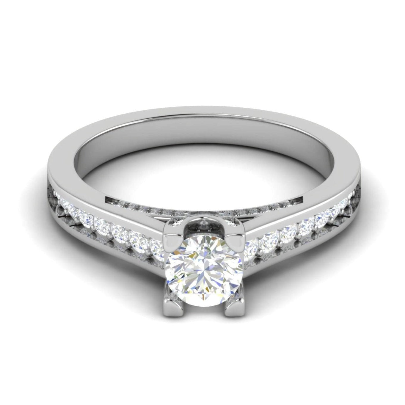 1-Carat Solitaire Diamond Shank Platinum Ring JL PT RP RD 140-C