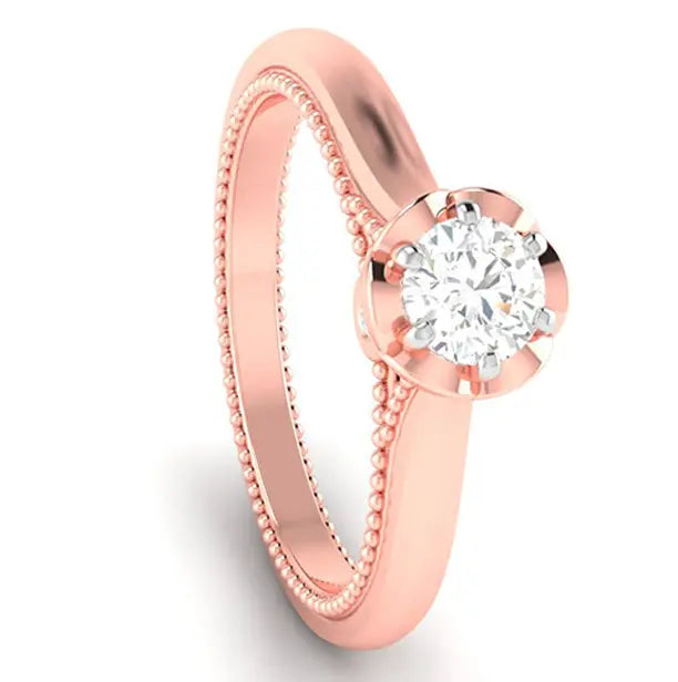 25-Pointer Solitaire Rose Gold Milgrain Touch Ring JL AU G 111R   Jewelove.US