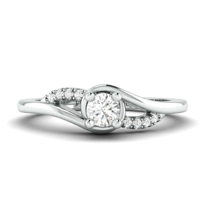 Designer Platinum Solitaire Ring with Diamond Accents JL PT 969