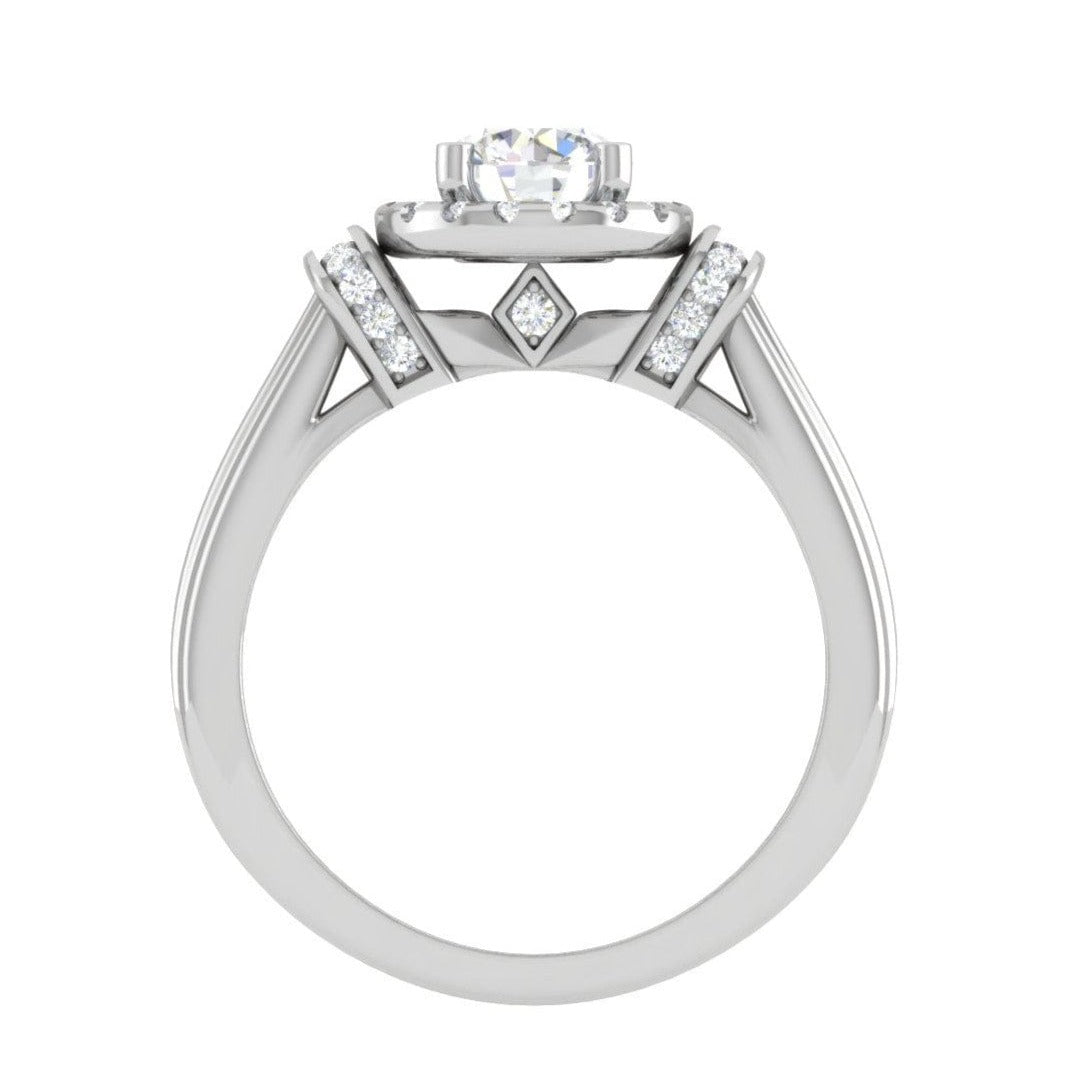 70-Pointer Solitaire Halo Diamond Platinum Engagement Ring JL PT WB5996E-B