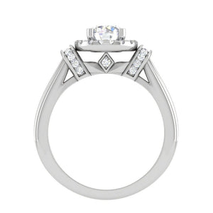 30-Pointer Solitaire Halo Diamond Platinum Engagement Ring JL PT WB5996E