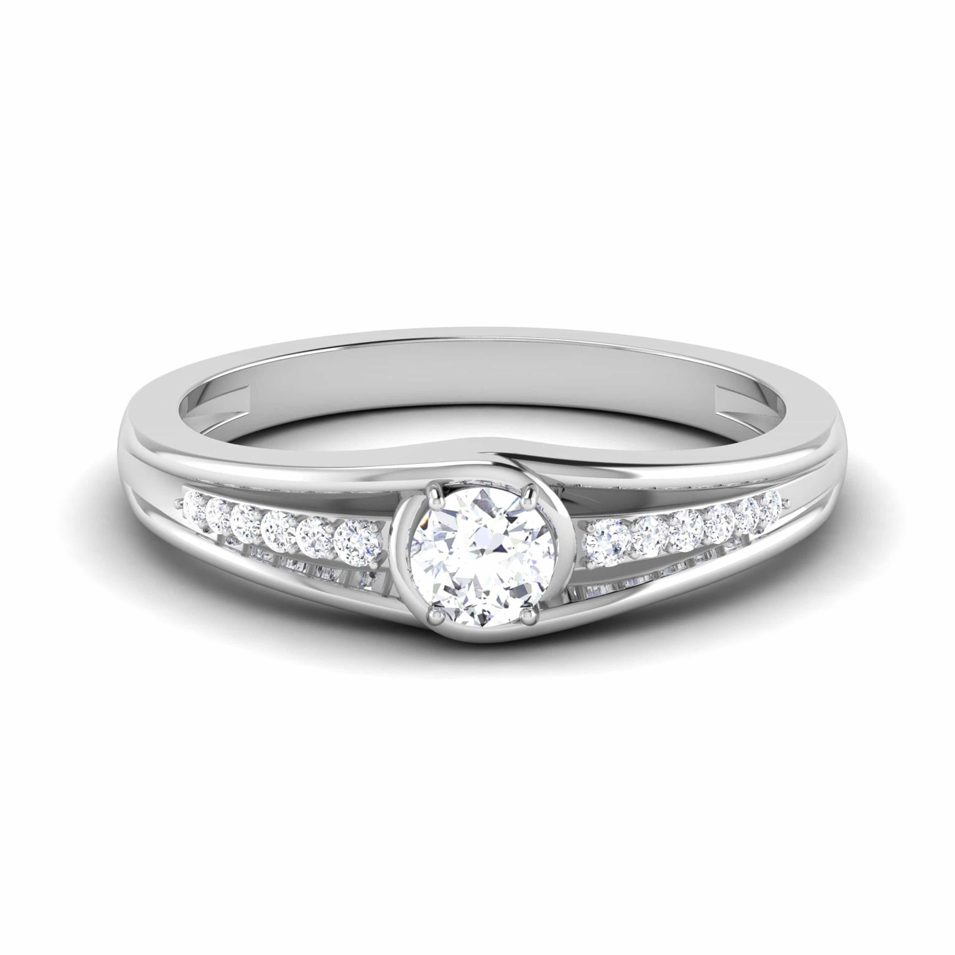 0.20 cts. Solitaire Platinum Diamond Shank Engagement Ring JL PT 6999