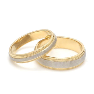 Milgrain Edge Platinum & Yellow Gold Couple Rings JL PT 636