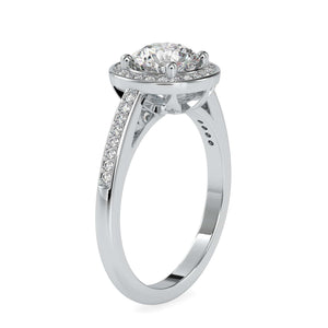 2-Carat Lab Grown Solitaire Single Halo Diamond Shank Platinum Engagement Ring JL PT LG G 0071-D