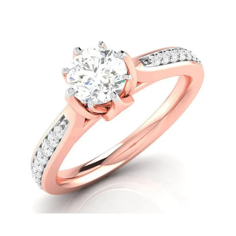 30-Pointer Solitaire Diamond Shank 18K Rose Gold Ring JL AU G 109R   Jewelove.US