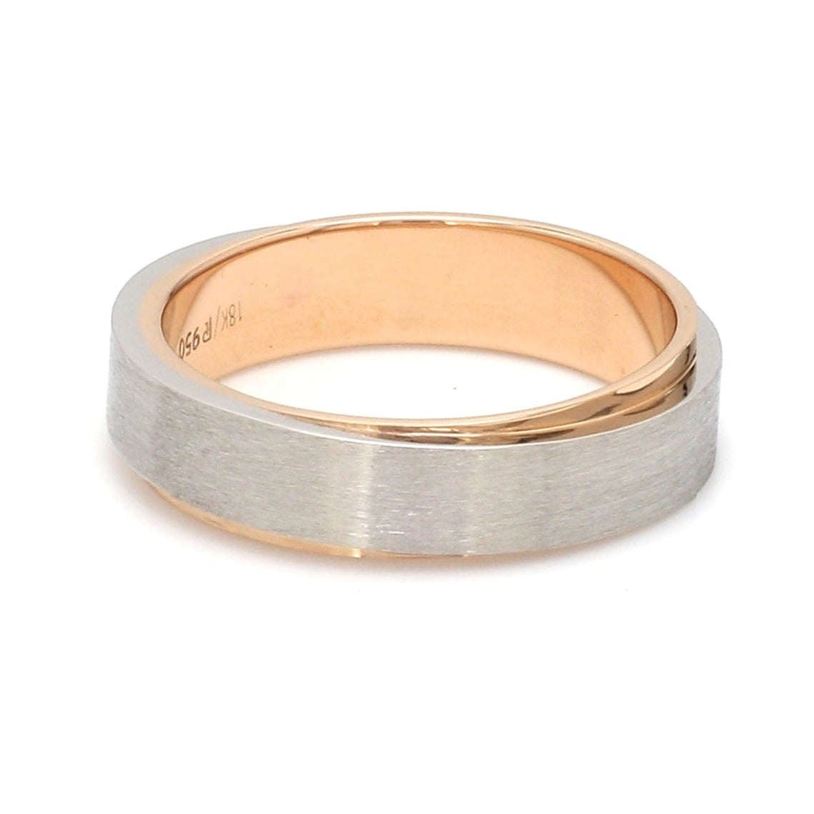 Slanting Platinum & Rose Gold Couple Rings JL PT 635