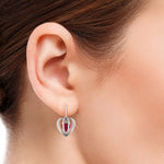 Load image into Gallery viewer, 3D Earrings Caged Heart Platinum &amp; Rose Gold with Ruby JL PT P 8072   Jewelove.US
