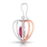 Load image into Gallery viewer, 3D Earrings Caged Heart Platinum &amp; Rose Gold with Ruby JL PT P 8072   Jewelove.US
