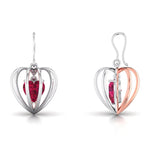 Load image into Gallery viewer, 3D Earrings Caged Heart Platinum &amp; Rose Gold with Ruby JL PT P 8072   Jewelove.US
