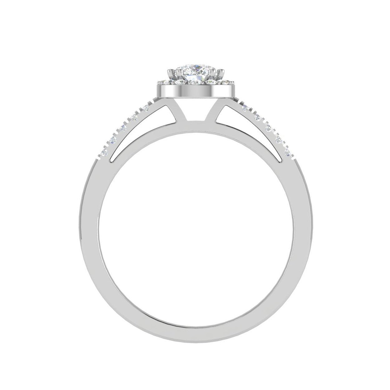 70-Pointer Pear Cut Solitaire Halo Diamond Shank Platinum Ring JL PT SF1749-B   Jewelove.US