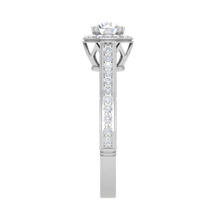 1-Carat Solitaire Halo Diamond Shank Platinum Ring for Women JL PT RV RD 137-D