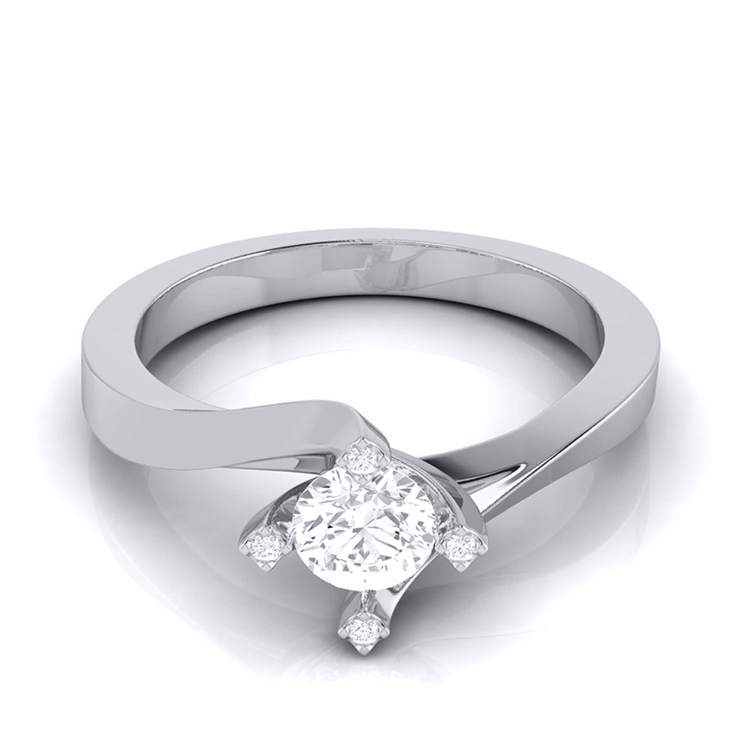 Designer Platinum Solitaire Engagement Ring with Diamond Studded Prongs JL PT G-122