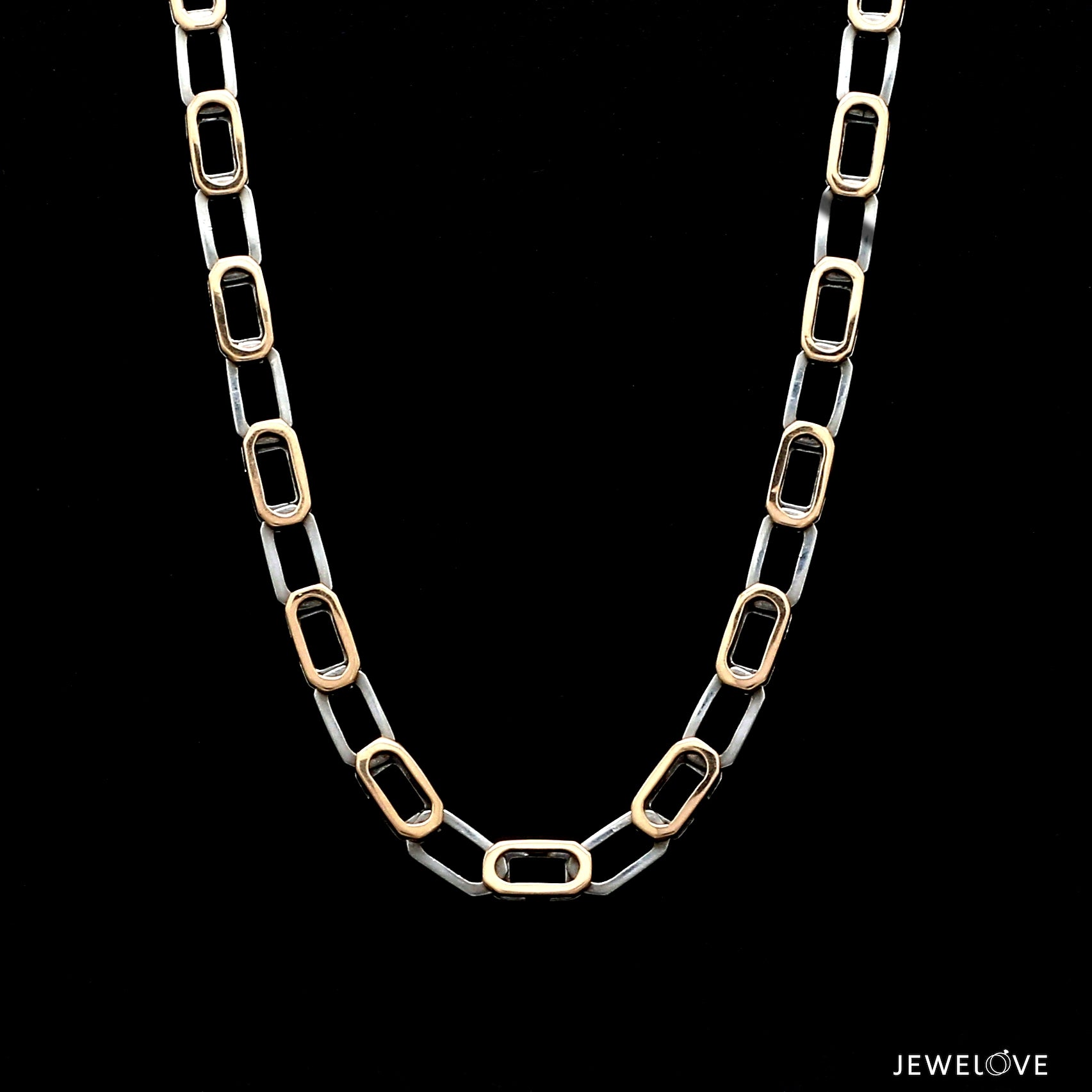 5mm Platinum + 18K Rose Gold Double Side Chain for Men JL PT CH 1322